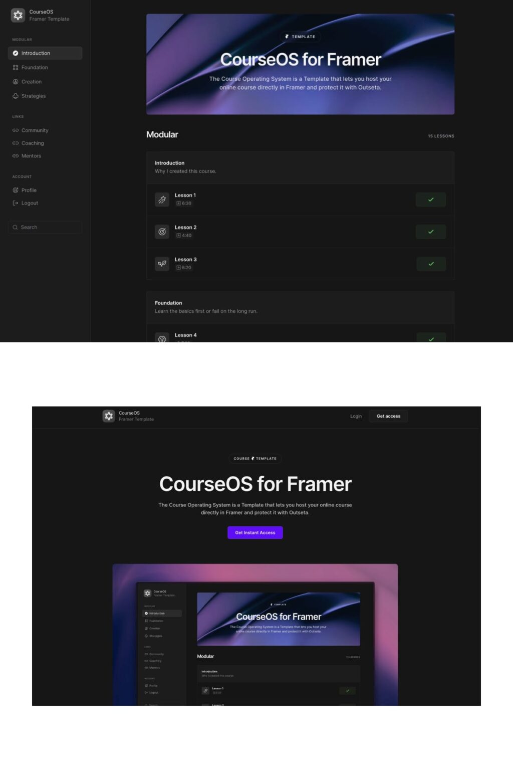 CourseOS | Framer Templates by Canvas - Dozzen